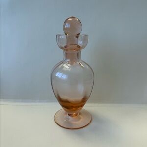 Vintage Depression Pink Glass Perfume Bottle with Stopper.